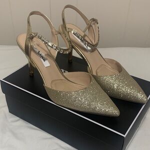 Nina Gold Sparkle Heels